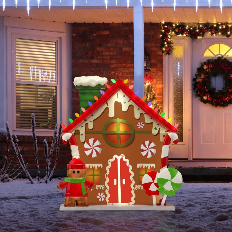 The Holiday Aisle® Blow Mold Village Gingerbread House Lighted